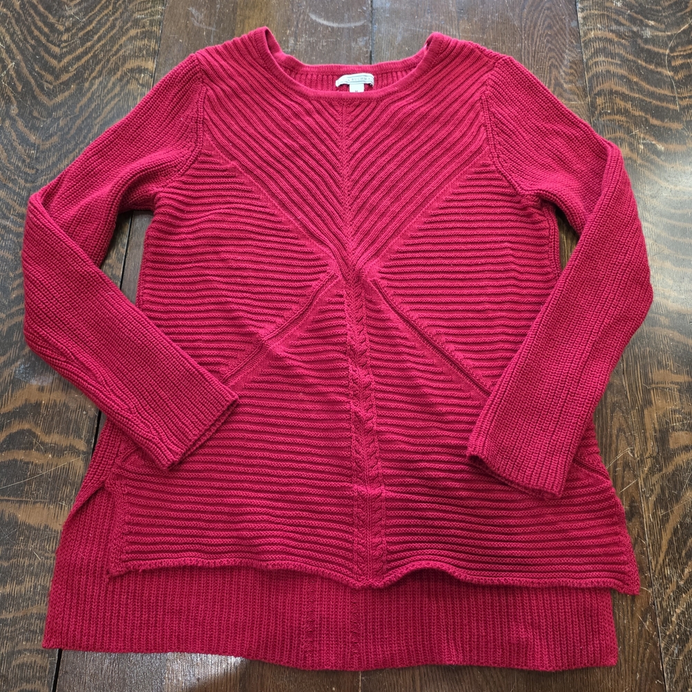 Vintage Dana Buchman Red Ribbed‎ Knit Long Sleeve Sweater M